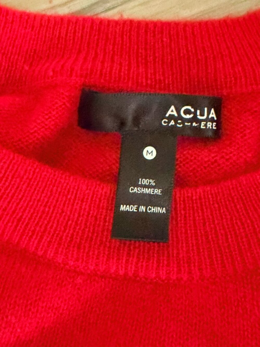 Aqua 100% Cashmere Color Block (Red/Cream) Sweater Ladies M - Picture 4 of 6